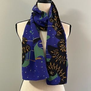Scarf in a Artful Starry Nighttime Water Lily Design